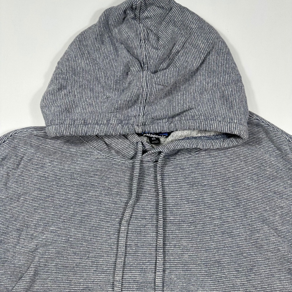 Patagonia Trail Harbor Hoodie Mens 2XL Striped Pullover Bluish Gray Hemp Cotton